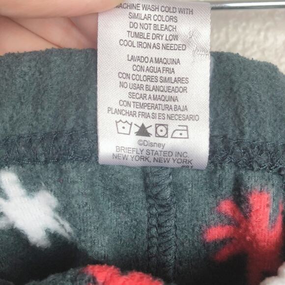 Disney Mickey Mouse Santa Hat Christmas Print Dark Green Jogger Pajama Pants - Picture 6 of 7